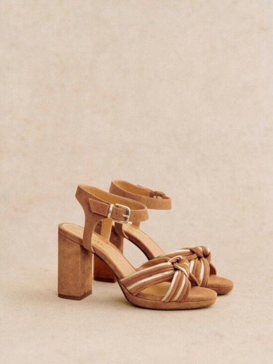 Sezane Shoes - Sezane Carmela High Sandals Camel Multicoloured - Size 8